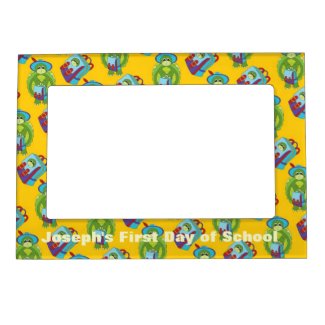 Cartoon Turtle and Backpack School Picture Frame Magnetic Photo Frames
