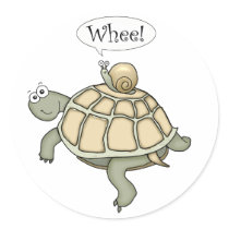 Cartoon turtle and snail Whee! Fun sticker gifts.