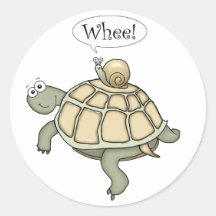 Cartoon turtle and snail Whee! Fun sticker gifts.