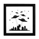 Cartoon UFO Invasion Keepsake Box Cartoon UFO Invasion Keepsake Box