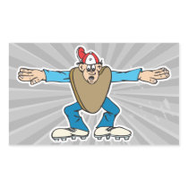 cartoon ump umpire calling SAFE Rectangular Stickers