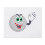 cartoon volleyball character waving flyers
