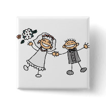 Cartoon Wedding Pinback Buttons