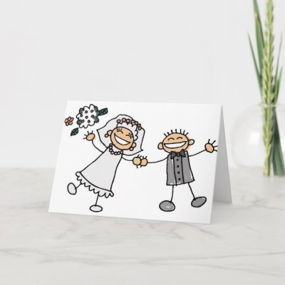 Wedding Cake Bride  Groom Toppers on Cartoon Wedding Card From Zazzle Com