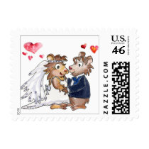 Cartoon Wedding Couple Stamps
