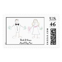 Cartoon Wedding Couple Postage Stamp stamps