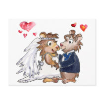 Cartoon Wedding Couple postcards