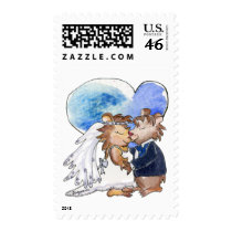 Cartoon Wedding Dance Couple Postage