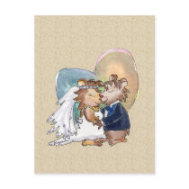 Cartoon Wedding Dance Couple Postcard