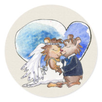 Cartoon Wedding Dance Couple Round Stickers