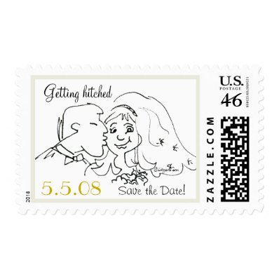 Cartoon Wedding Postage Stamps