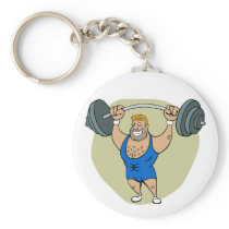 Cartoon Weightlifter Keychain