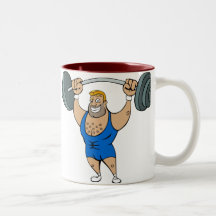 Cartoon Weightlifter Mugs