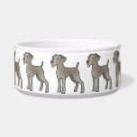 Cartoon Weimaraner Dog Water Bowls