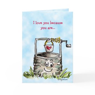 Cartoon Well Valentines Day Greeting card