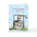 Cartoon Well Valentines Day Greeting Cards