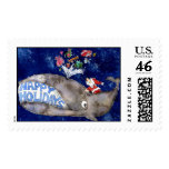 Cartoon Whale Happy Holidays Custom Postage Stamp