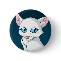 Cartoon White Kitten buttons