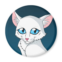 Cartoon White Kitten magnets