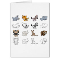 Cartoon Wild Animal Illustrations Greeting Cards