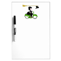 Cartoon Witch Riding A Green Moped Dry-Erase Board
