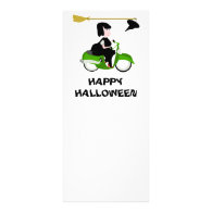 Cartoon Witch Riding A Green Moped Rack Card
