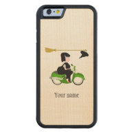 Cartoon Witch Riding A Green Moped Carved® Maple iPhone 6 Bumper
