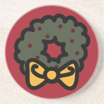Cartoon Wreath Holiday Icons Coaster coasters