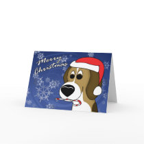 Cartoon Xmas Beagle Christmas Card by MenagerieMayhem Cartoon Xmas Beagle Christmas Card