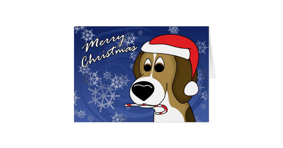 Cartoon Xmas Beagle Christmas Card | Zazzle