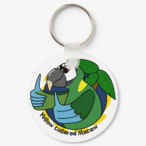 Cartoon Yellow Collared Macaw keychains by MenagerieMayhem Cartoon Yellow Collared Macaw keychains