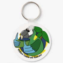 Cartoon Yellow Collared Macaw Keychain by MenagerieMayhem Cartoon Yellow Collared Macaw Keychain