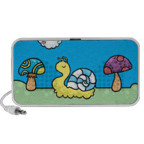 Cartoon yellow snail and mushrooms speakers