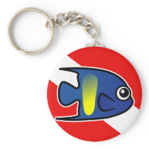 Cartoon Yellowbar Angelfish Dive Flag Key Chain