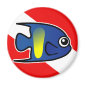 Cartoon Yellowbar Angelfish Dive Flag Round Magnet