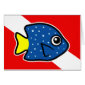 Cartoon Yellowtail Damselfish Dive Flag Greeting Card