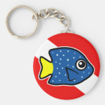 Cartoon Yellowtail Damselfish Dive Flag Keychain