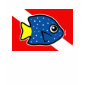 Cartoon Yellowtail Damselfish Dive Flag 
