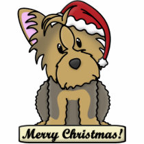 Cartoon Yorkie Christmas Ornament photo sculptures