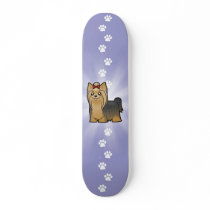 Cartoon Yorkshire Terrier (long hair with bow) Skate Deck