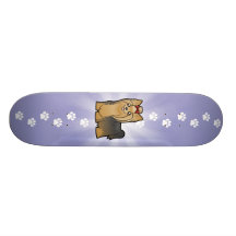 Cartoon Yorkshire Terrier (long hair with bow) Skate Deck