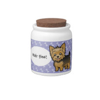 Cartoon Yorkshire Terrier (short hair no bow) adorable cartoony dog hair tie container / canister