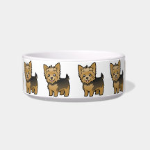 Cartoon Yorkshire Terrier (short hair no bow) Cat Bowl
