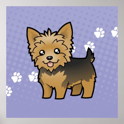 Cartoon Yorkshire Terrier (short hair no bow) Posters by CartoonizeMyPet