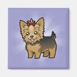 Cartoon Yorkshire Terrier (short hair with bow) Refrigerator Magnet
