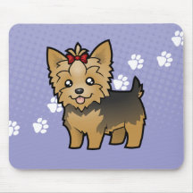 Cartoon Yorkshire Terrier (short hair with bow) Mousepad