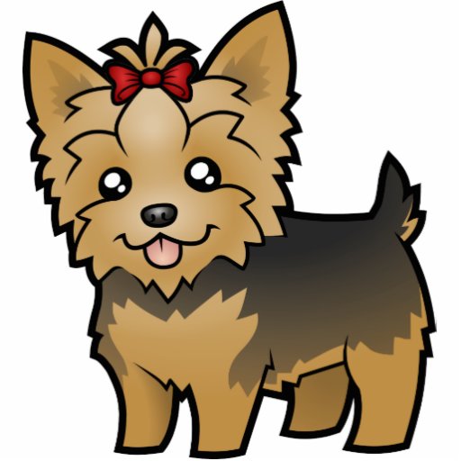 Cartoon Yorkshire Terrier (short hair with bow) Photo Cut Outs