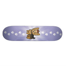 Cartoon Yorkshire Terrier (short hair with bow) Skate Boards