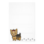 Cartoon Yorkshire Terrier (short hair with bow) Custom Stationery