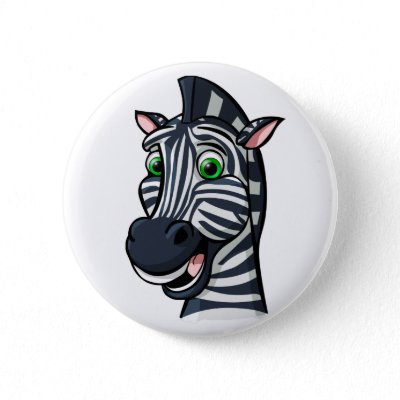 This cartoon zebra caricature is a simple, bold and colorful animal design 